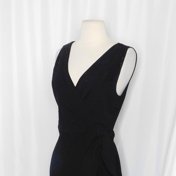 NWT!! DVF Diane Von Furstenberg Black Crepe Embellished Bella Faux Wrap Dress 4 - Picture 7 of 16